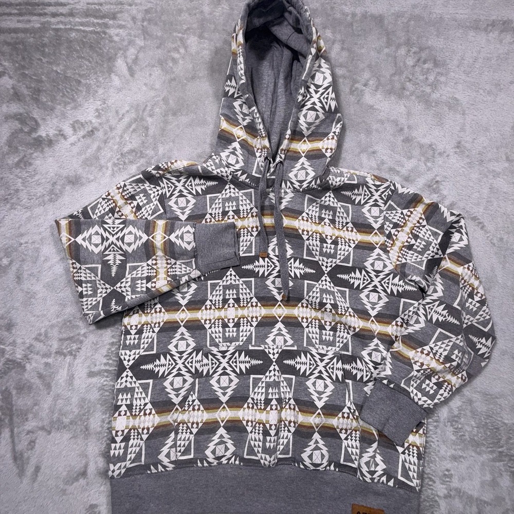 Ariat x Pendleton Hoodie Men's Medium Gray Geometric Aztec Southwestern Pullover